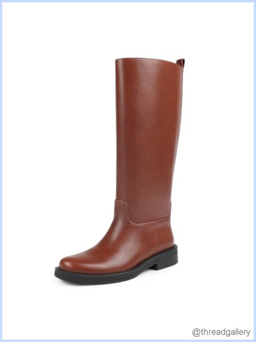 Knee High Boots Women Chunky Heel Faux Leather Tall Riding Boots